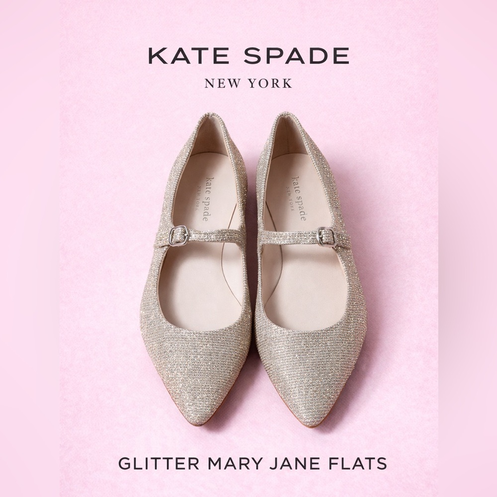 Kate Spade Sparkle Mary Jane Flats Size 6 Wedding Party Ballet Shoes